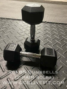 20 LB Rubber Hex Dumbbell (NEW)